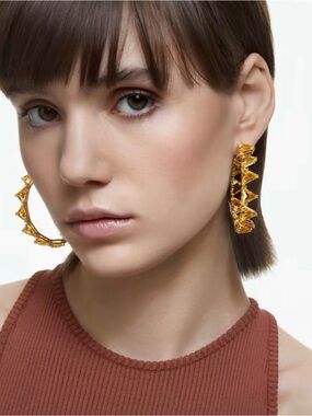 Swarovski Ortyx Yellow Gold Tone Hoop Earrings
